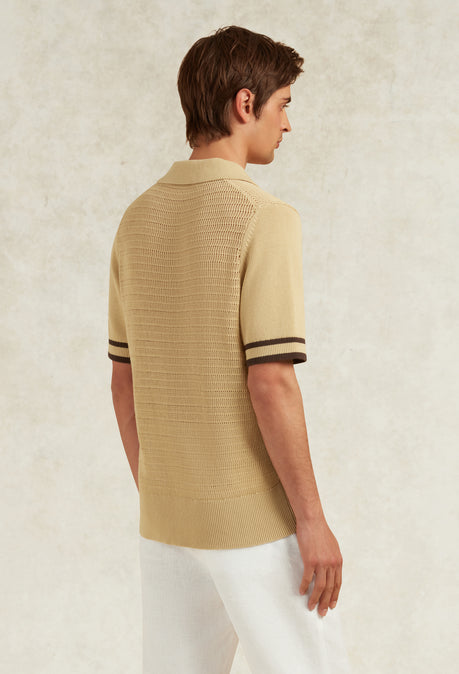 CAPELLO COTTON KNITTED POLO - BEIGE