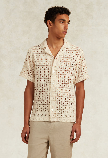 CHEERIOL COTTON CROCHET SHIRT - IVORY