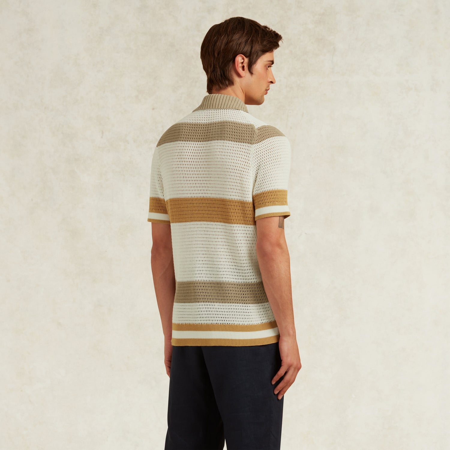CHILE COTTON CROCHET KNIT POLO - WHITE