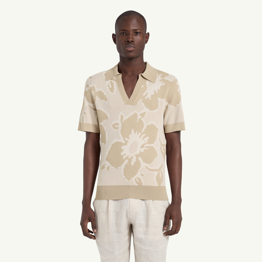 Coppola Camo Floral Polo Shirt Beige CHE CHE Studios