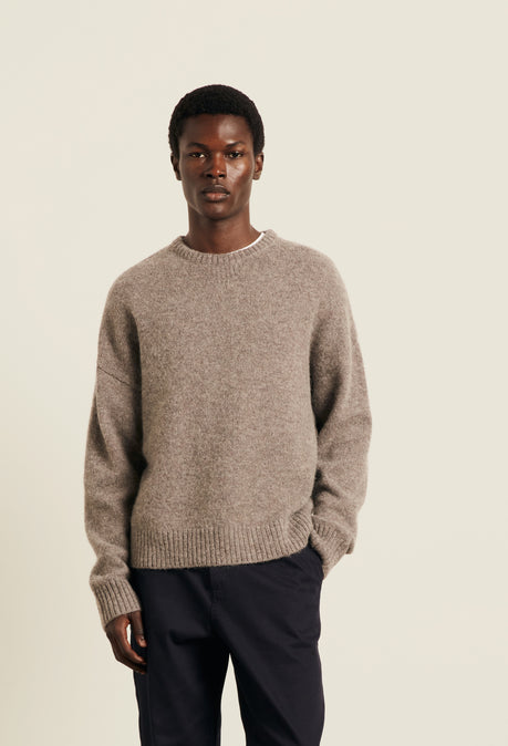 Crew Alpaca Jumper - Stone Grey
