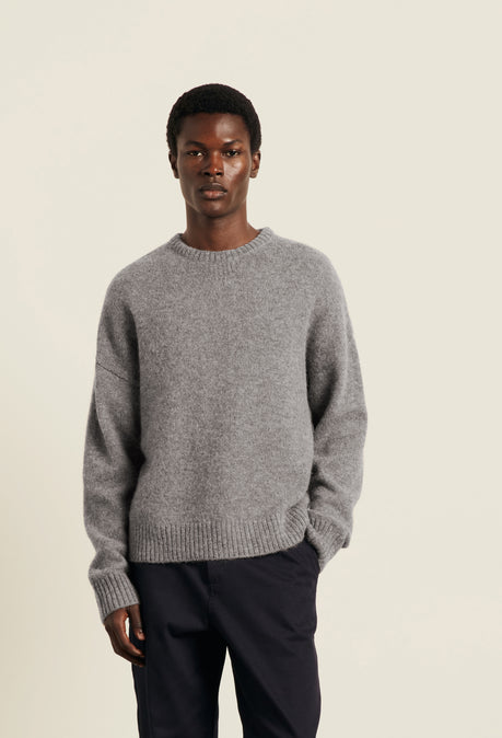 Crew Alpaca Jumper - Stone Grey