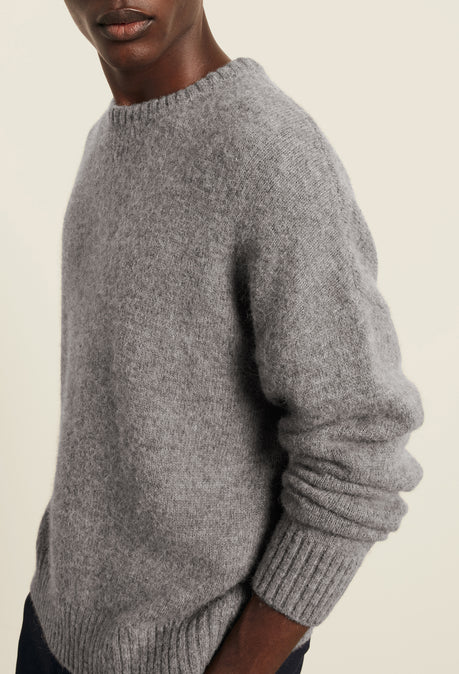 Crew Alpaca Jumper - Stone Grey