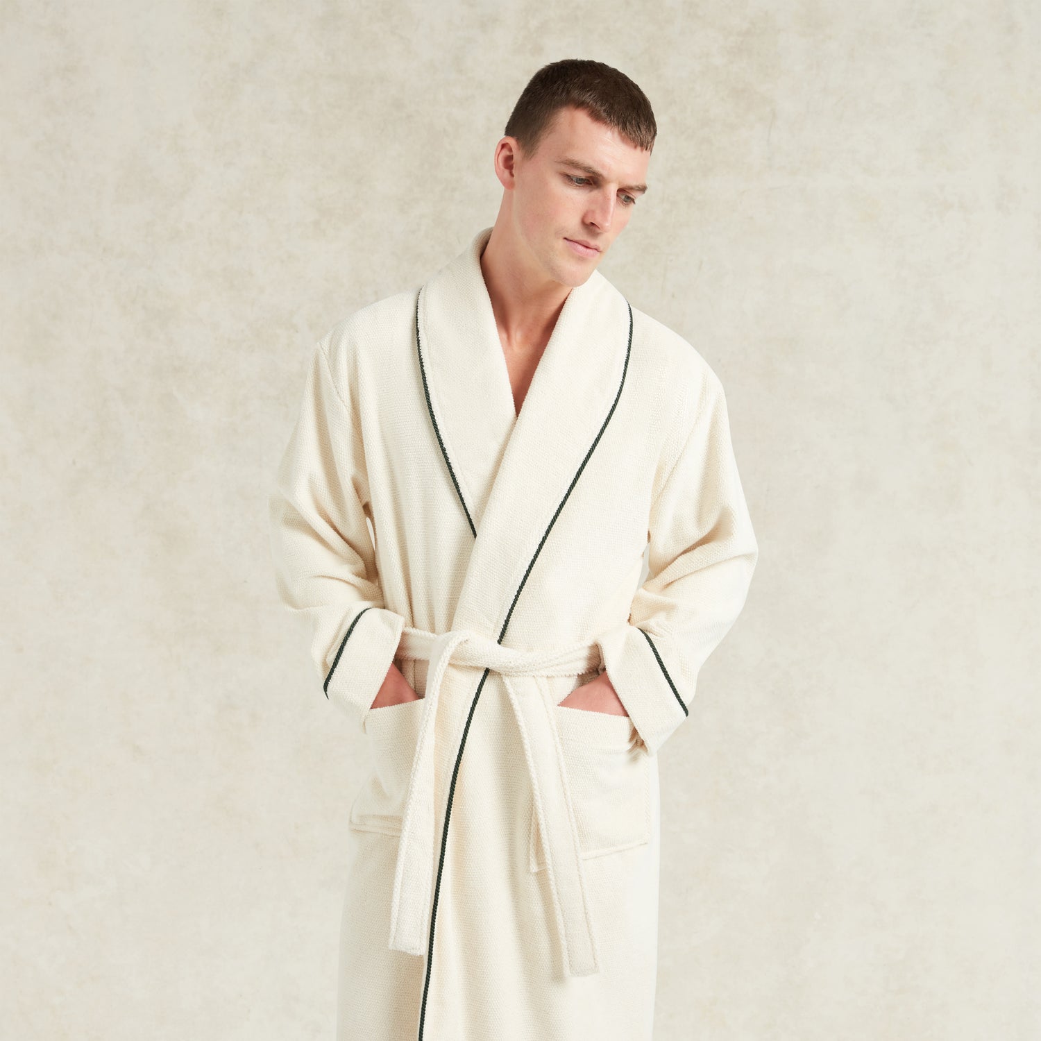 Shawl Collar Dressing Gown - Ivory