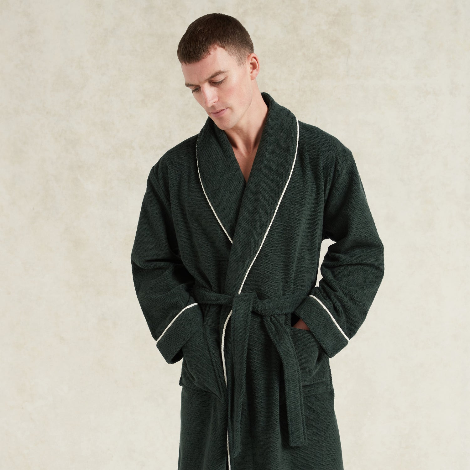 Shawl Collar Dressing Gown - Pine Green