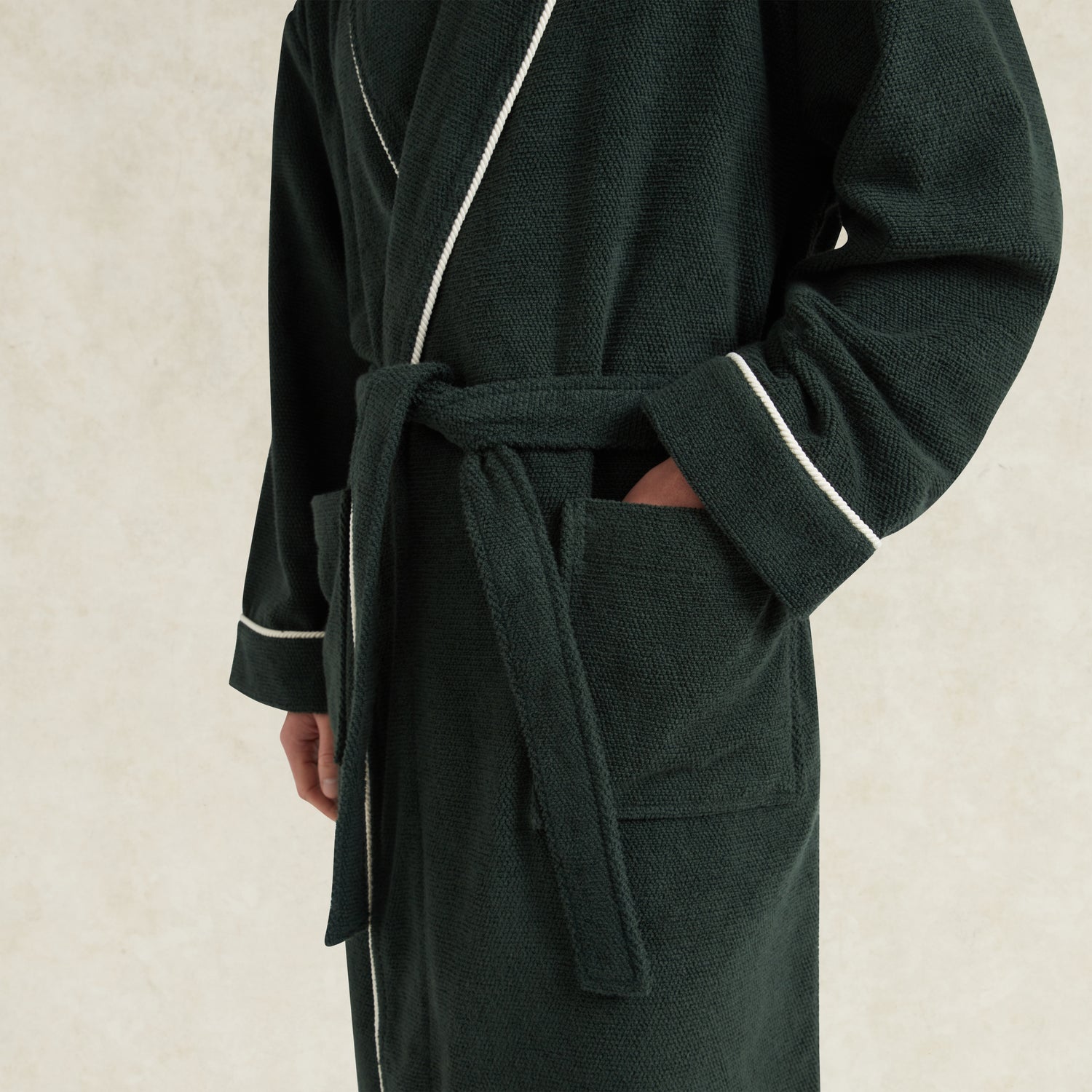 Shawl Collar Dressing Gown - Pine Green