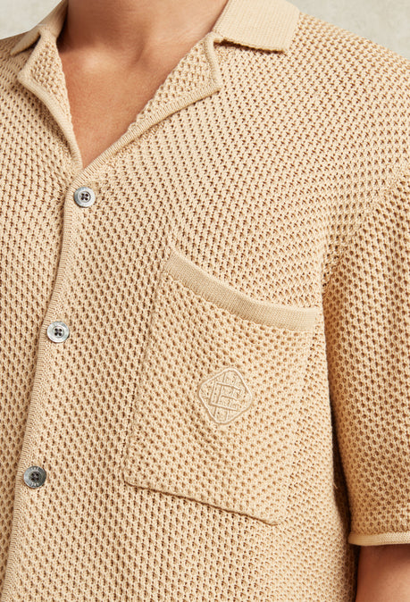 EL JUNCO COTTON HEAVY GAUGE KNIT SHIRT - BUTTERMILK