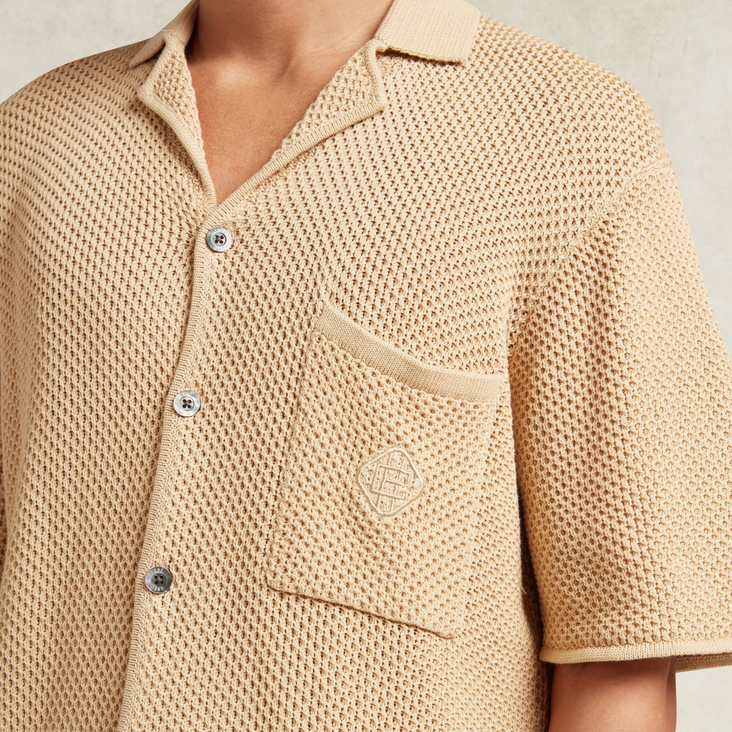EL JUNCO COTTON HEAVY GAUGE KNIT SHIRT - BUTTERMILK