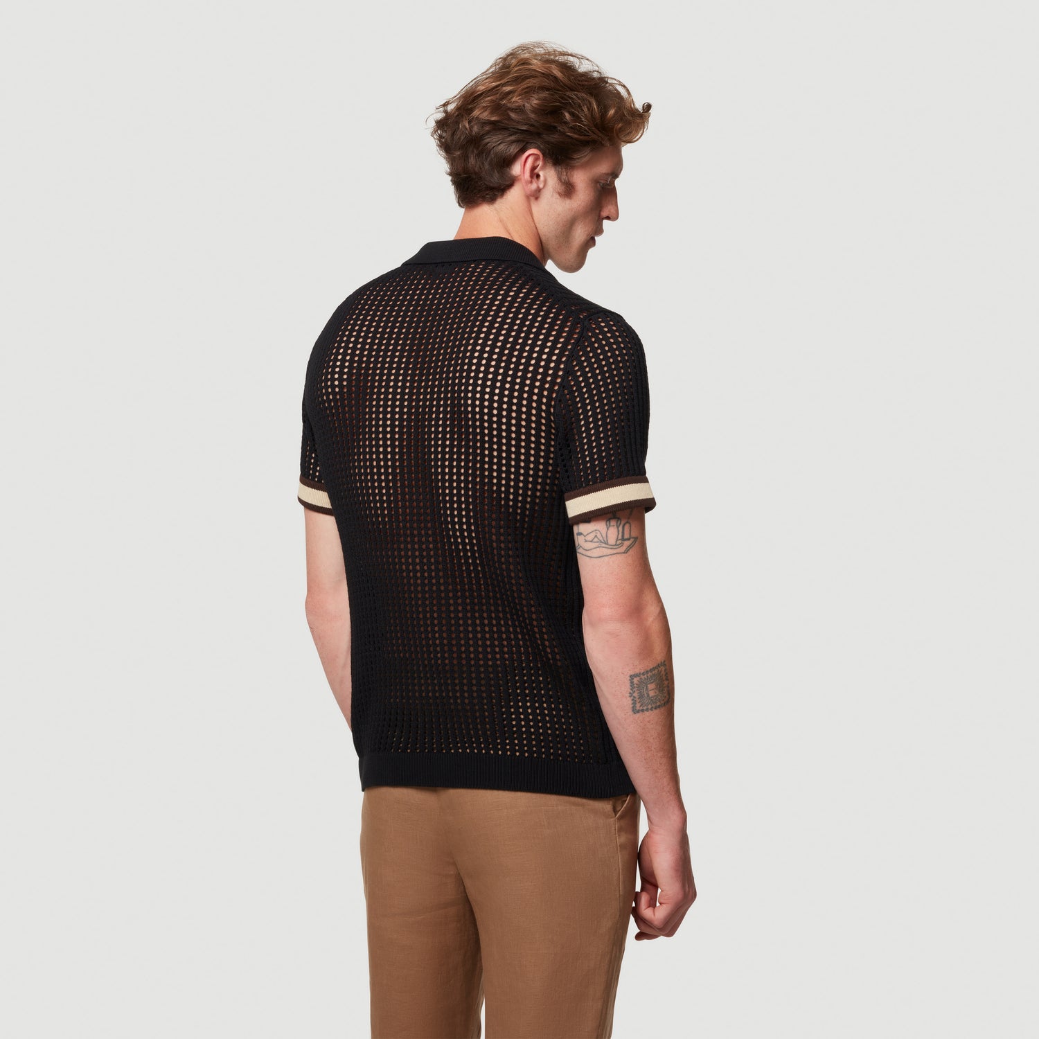 ELIAS CROCHET POLO - BLACK