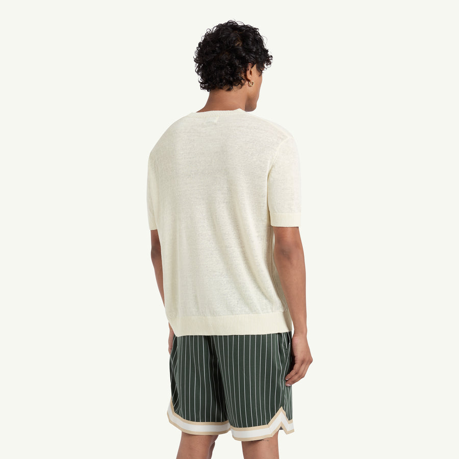 FERRIER LINEN KNITTED T-SHIRT - IVORY