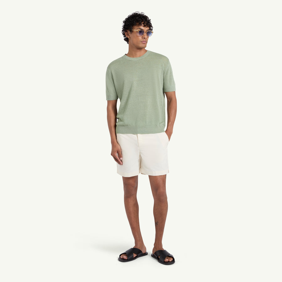 FERRIER LINEN KNITTED T-SHIRT- SAGE