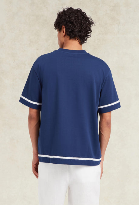 Flores Embroidered T-Shirt - Blue