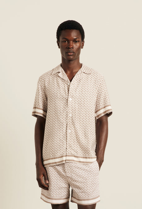 Galliano Border Shirt - Beige