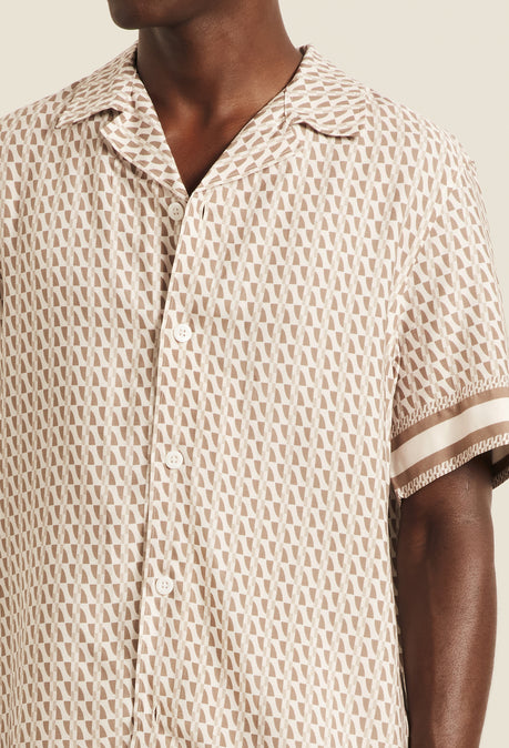 Galliano Border Shirt - Beige