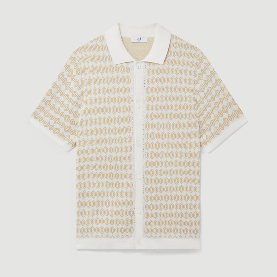 Giorgio Knit Shirt Ivory Vintage-Inspired Pattern | CHÉ Studios