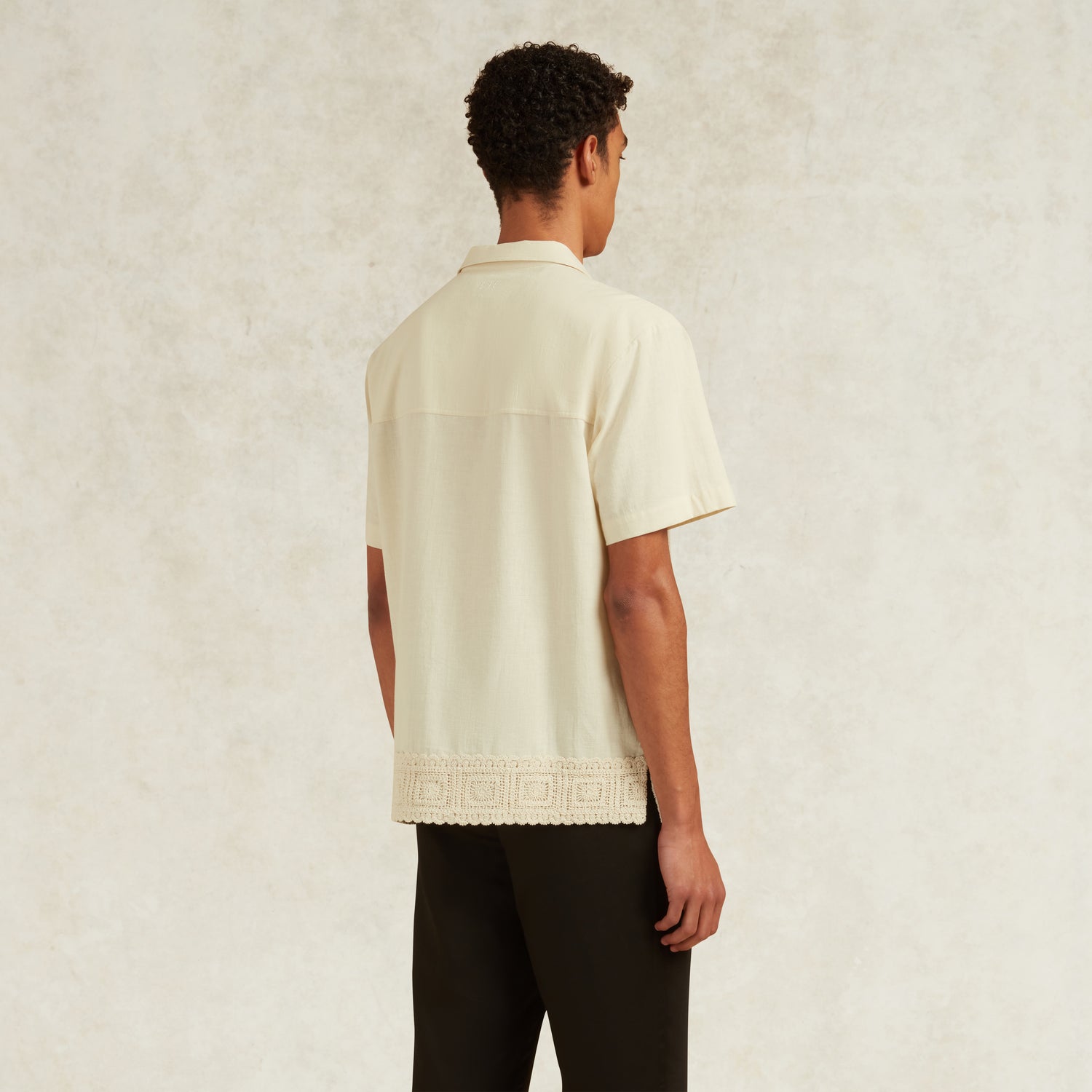 INIGO LINEN BLEND CROCHET DETAIL SHIRT - IVORY