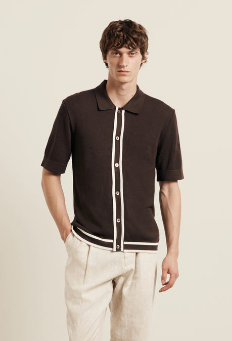 Polo Jorge en viscose boutonnée - Marron chocolat