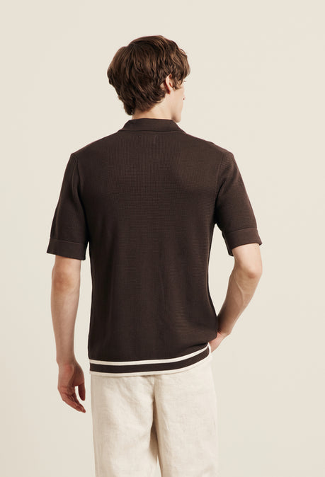 Polo Jorge en viscose boutonnée - Marron chocolat