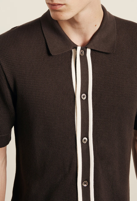 Polo Jorge en viscose boutonnée - Marron chocolat