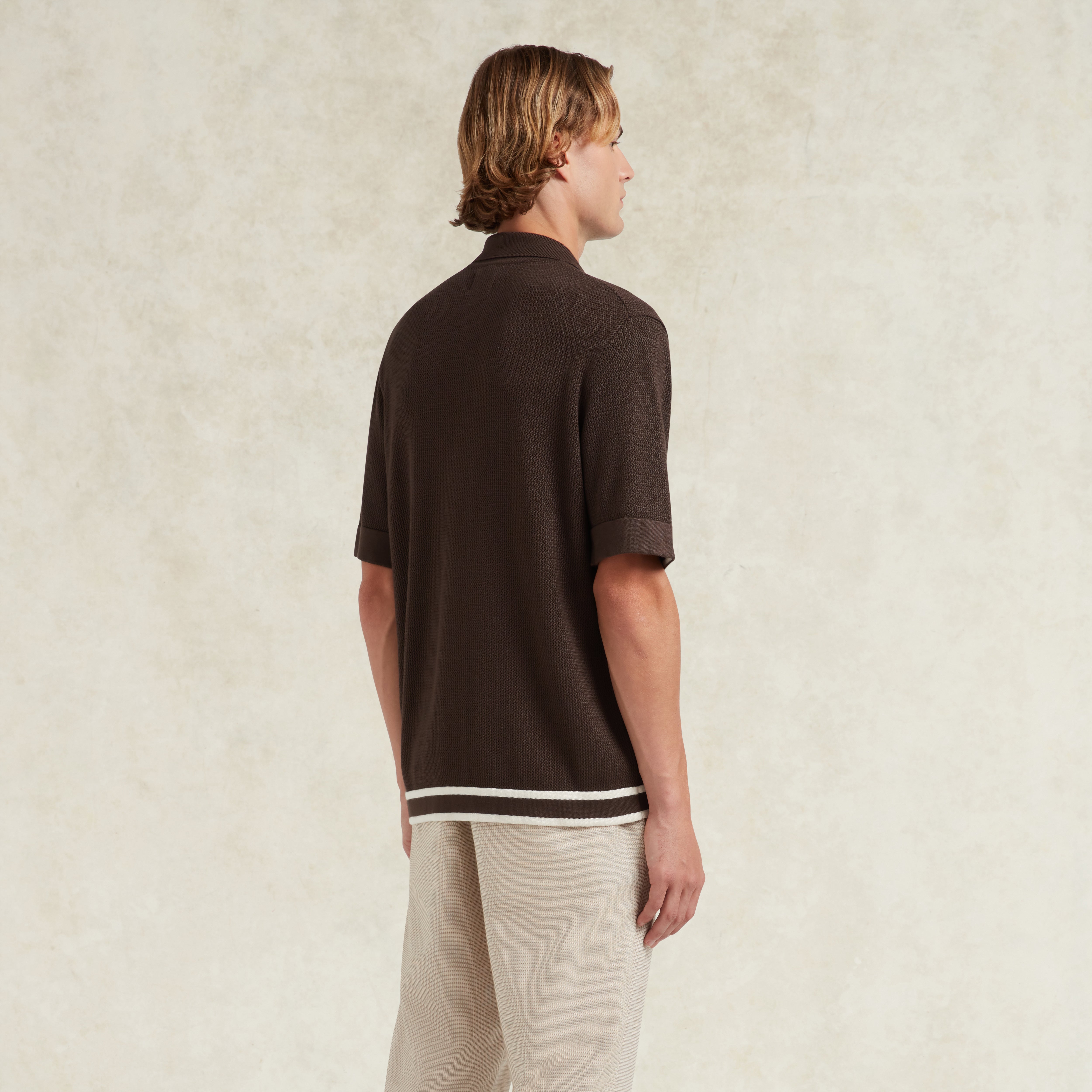 JORGE VISCOSE KNIT POLO SHIRT - CHOCOLATE BROWN | CHÉ Studios