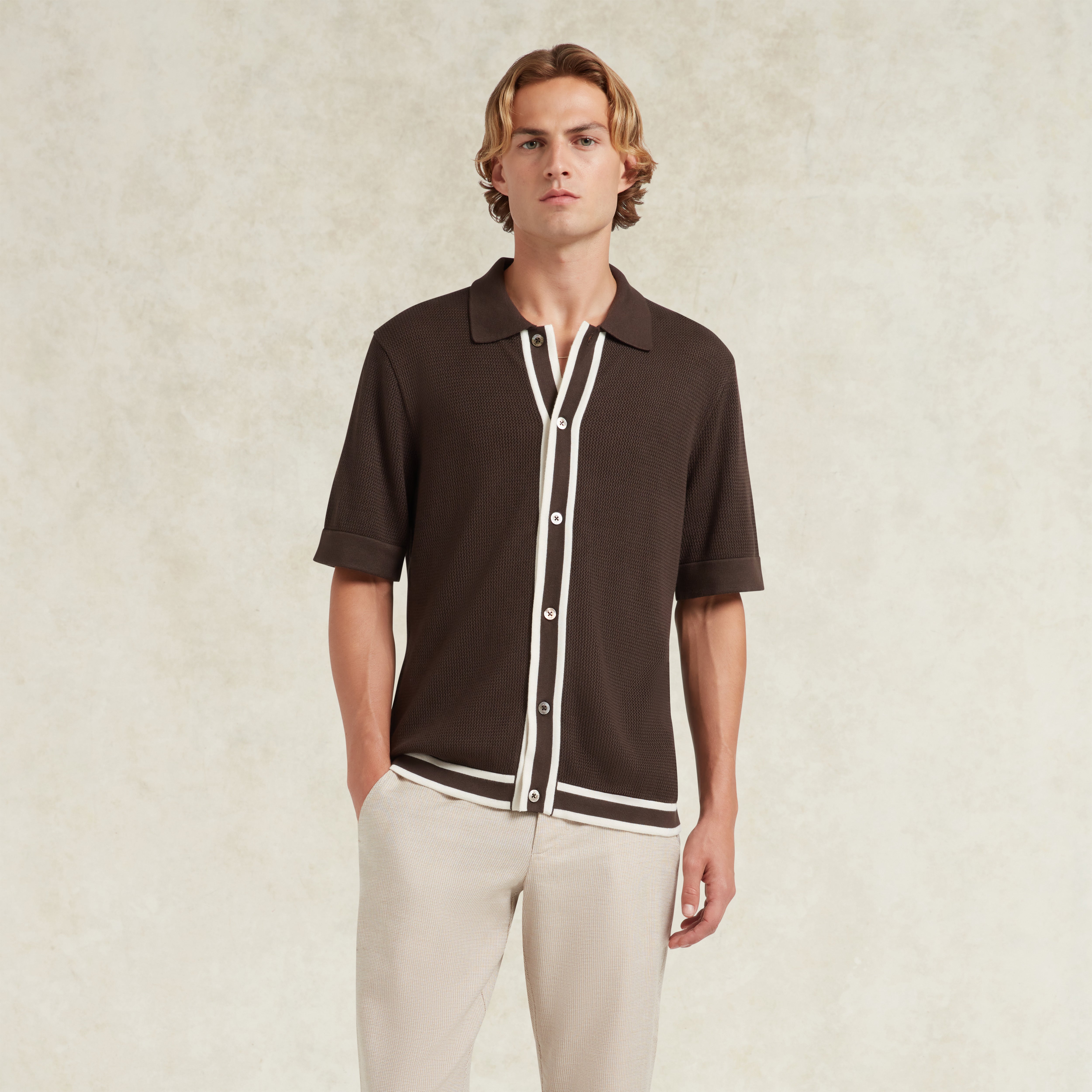 JORGE VISCOSE KNIT POLO SHIRT - CHOCOLATE BROWN | CHÉ Studios