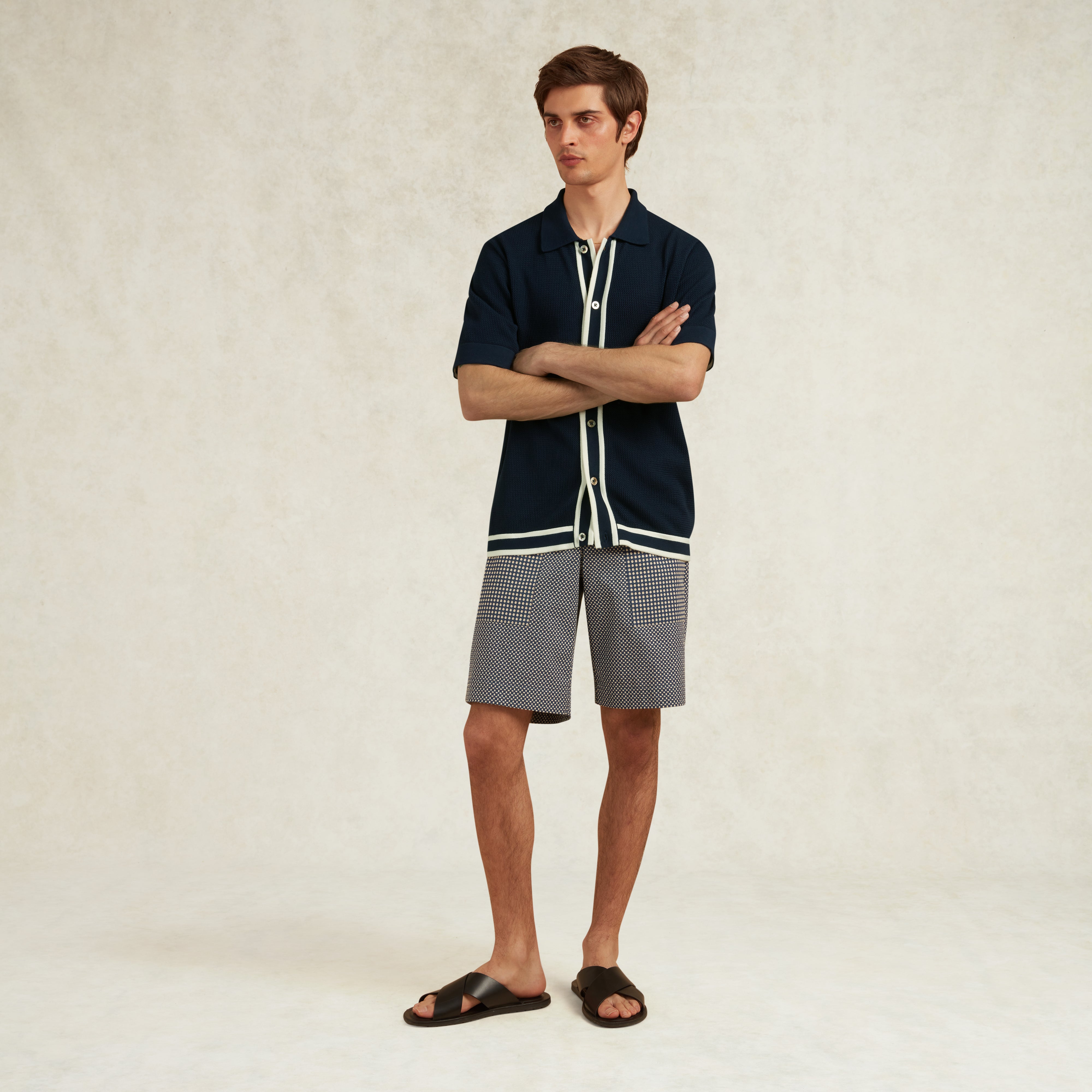 JORGE VISCOSE KNIT POLO SHIRT - NAVY | CHÉ STUDIOS – CHÉ Studios