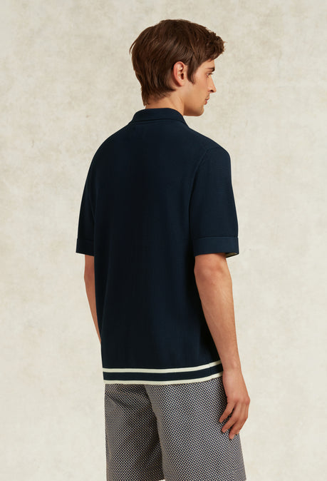 Polo Jorge en viscose boutonnée - Marine