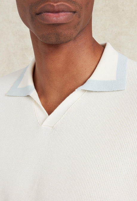 Polo en maille à manches longues Jude - Blanc