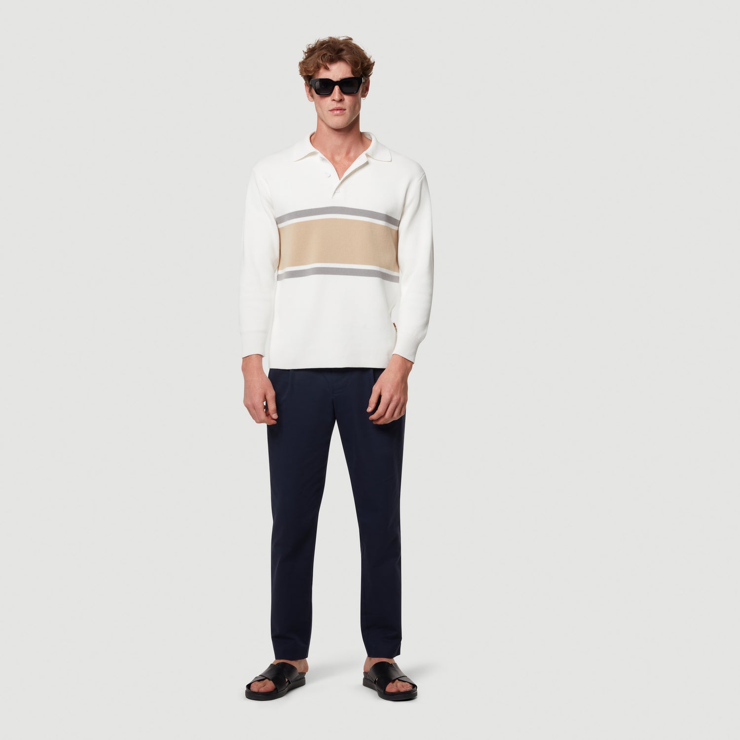 KNITTED RUGBY POLO - WHITE