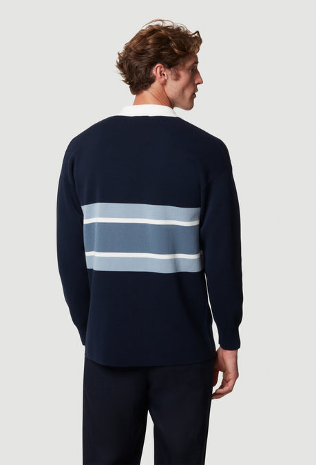KNITTED RUGBY POLO - NAVY