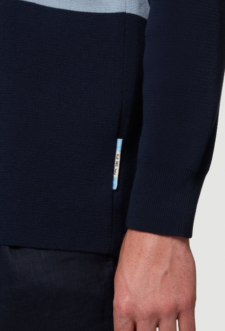 KNITTED RUGBY POLO - NAVY