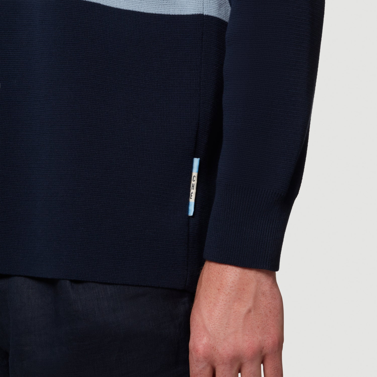 KNITTED RUGBY POLO - NAVY