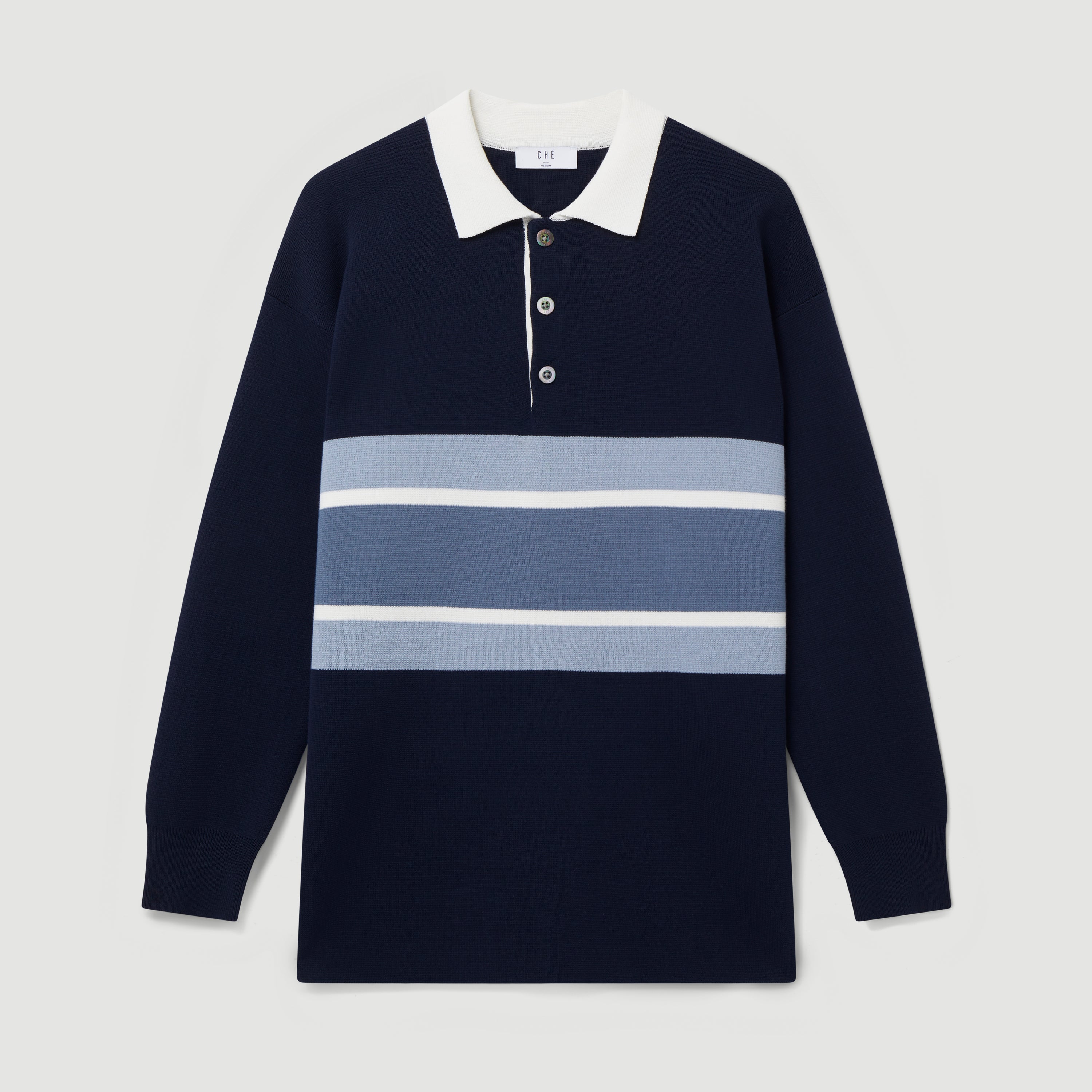 CHÉ | Navy Knitted Rugby Polo: Timeless Elegance & Sporty Flair – CHÉ ...