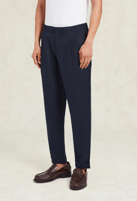 PANTALON EN LIN - BLEU MARINE