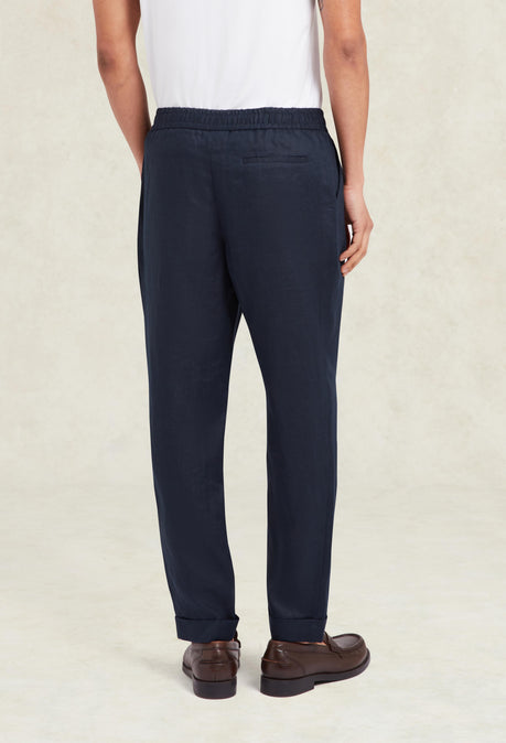 PANTALON EN LIN - BLEU MARINE