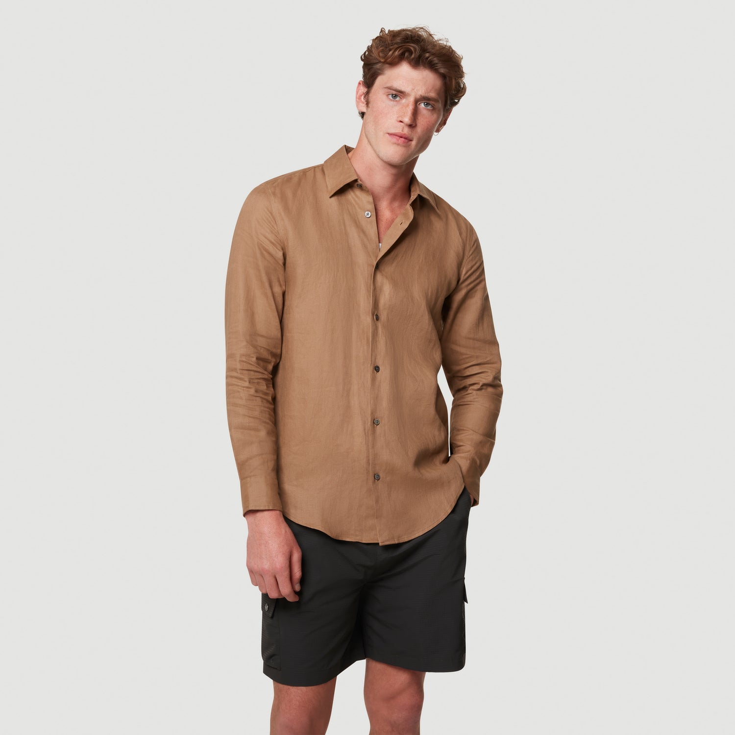 LINEN SHIRT - TAN