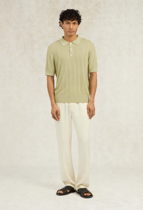 Melia Silk Blend Polo - Sage