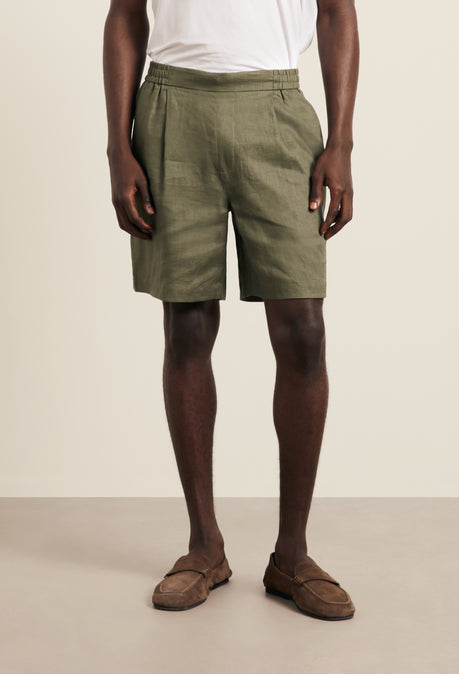 SHORT EN LIN - KAKI