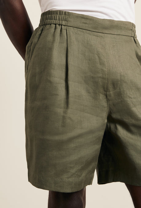 SHORT EN LIN - KAKI