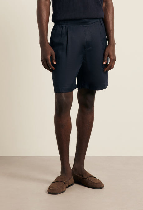 SHORT EN LIN - MARINE