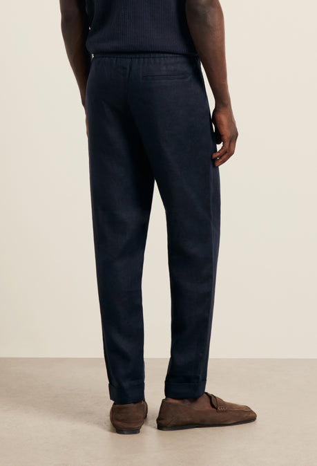 PANTALON EN LIN - BLEU MARINE