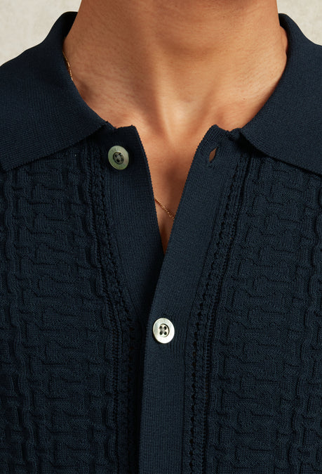 LINKS RAYON KNIT SHIRT - NAVY