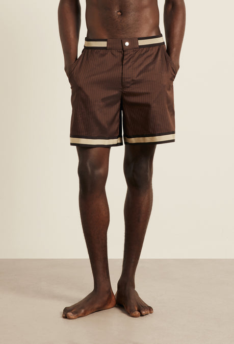 Pinstripe Baller Swimshort - Chocolate Brown