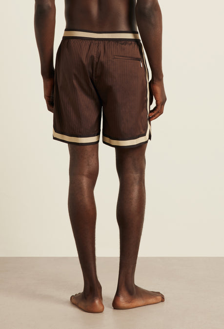 Pinstripe Baller Swimshort - Chocolate Brown