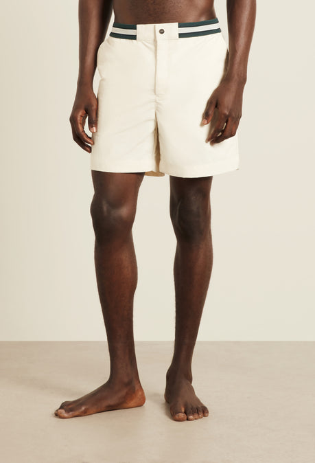 Short de bain plus long Sunseeker en nylon recyclé - Ivoire
