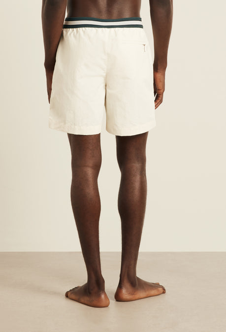 Short de bain plus long Sunseeker en nylon recyclé - Ivoire