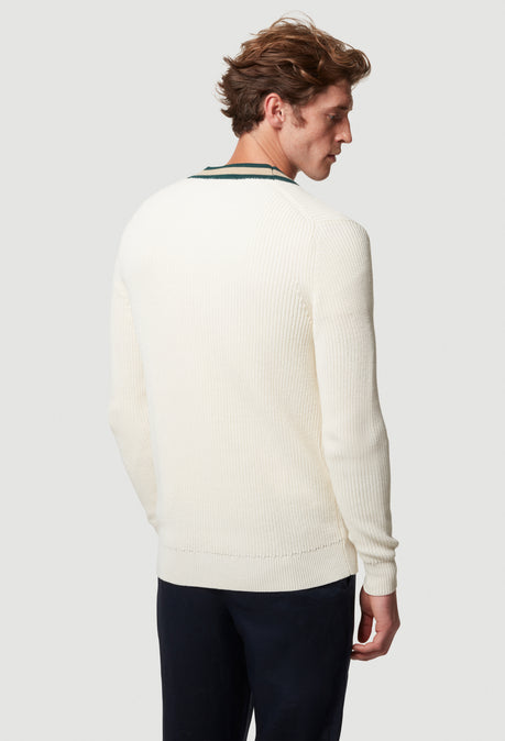 MARLIN HEAVY GAUGE COTTON KNITTED CARDIGAN - IVORY
