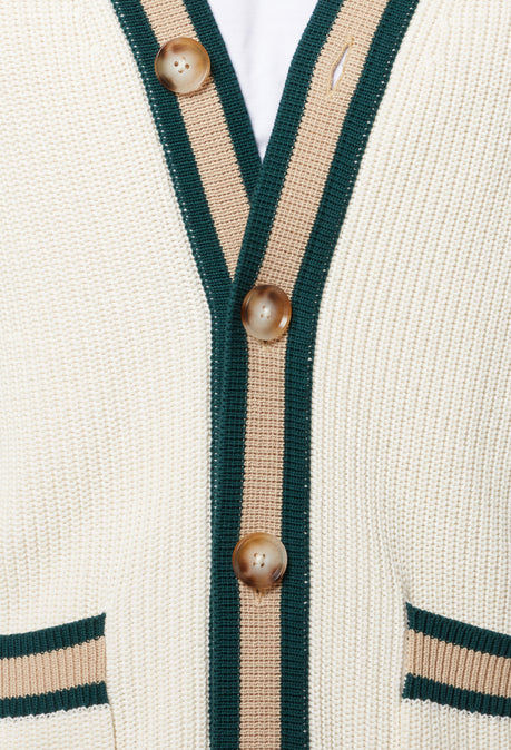 MARLIN HEAVY GAUGE COTTON KNITTED CARDIGAN - IVORY
