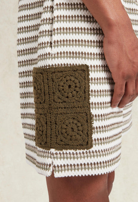 Mathias Striped Jersey Shorts - Khaki