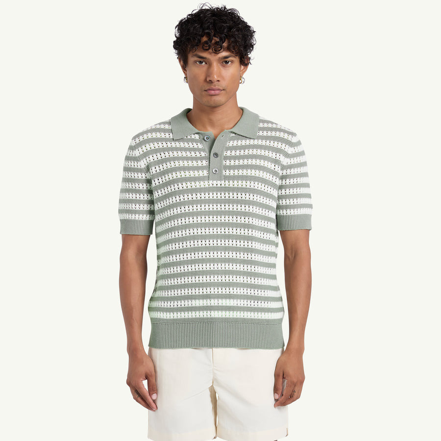 MILOS CROCHET POLO - GREY